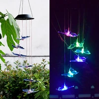 chain lights solar wind chime lamp painted hummingbird color changing led courtyard landscape garden decor pendant butterfly