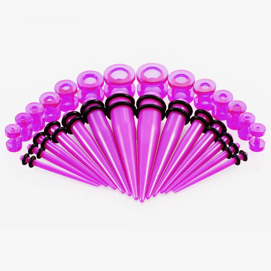 Purple UOTOP, 28 шт./лот, серьги для ушей, 12 г-10 мм, акриловые расширители для ушей, наборы, ушные носилки, пробки для ушей, тоннели, пирсинг, ювелирные изделия - Окраска металла: Purple