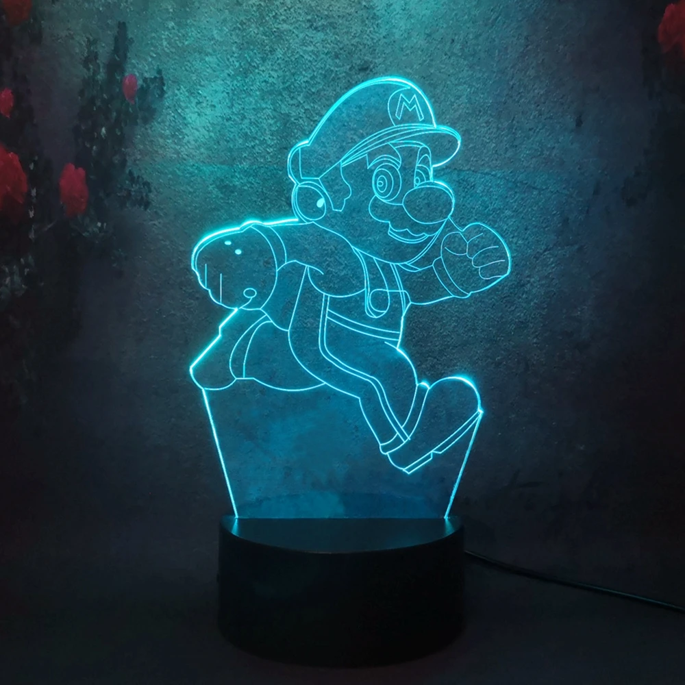 2020 мультфильм 3D LED ночник Лава Горячая игра Аниме Супер Марио подарок для ребенка