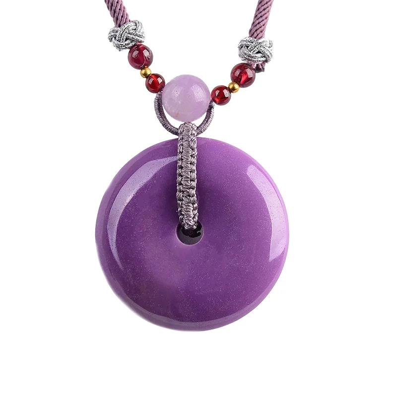 Оптовая продажа фиолетовая натуральная слюда Каменная Резная подвеска кнопка