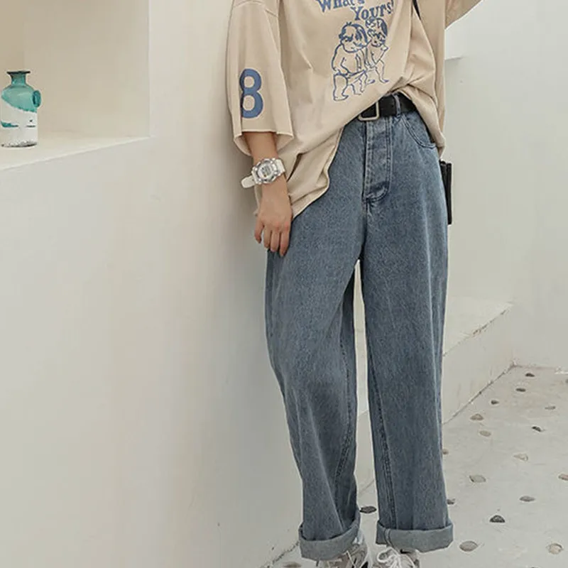 

Jeans Women Leisure Solid Chic Simple Loose Vintage Womens Korean Style All-match Harajuku Streetwear Jean Fashion New