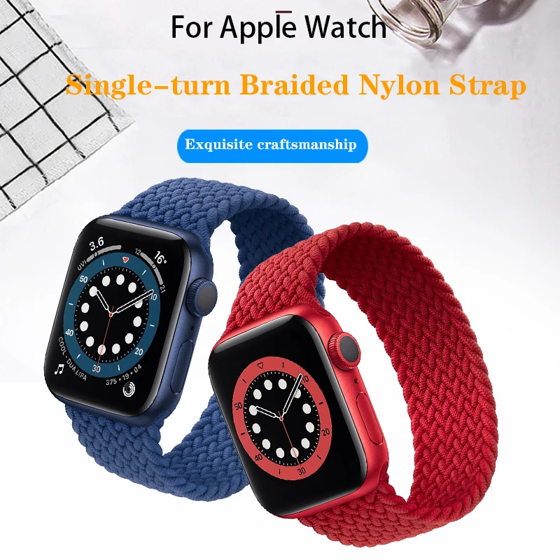 Ремешок соло Плетеный официальный для Apple Watch Band 44 мм 40 мм, эластичный браслет для iWatch Series 6 SE 5 4 3, 1:1