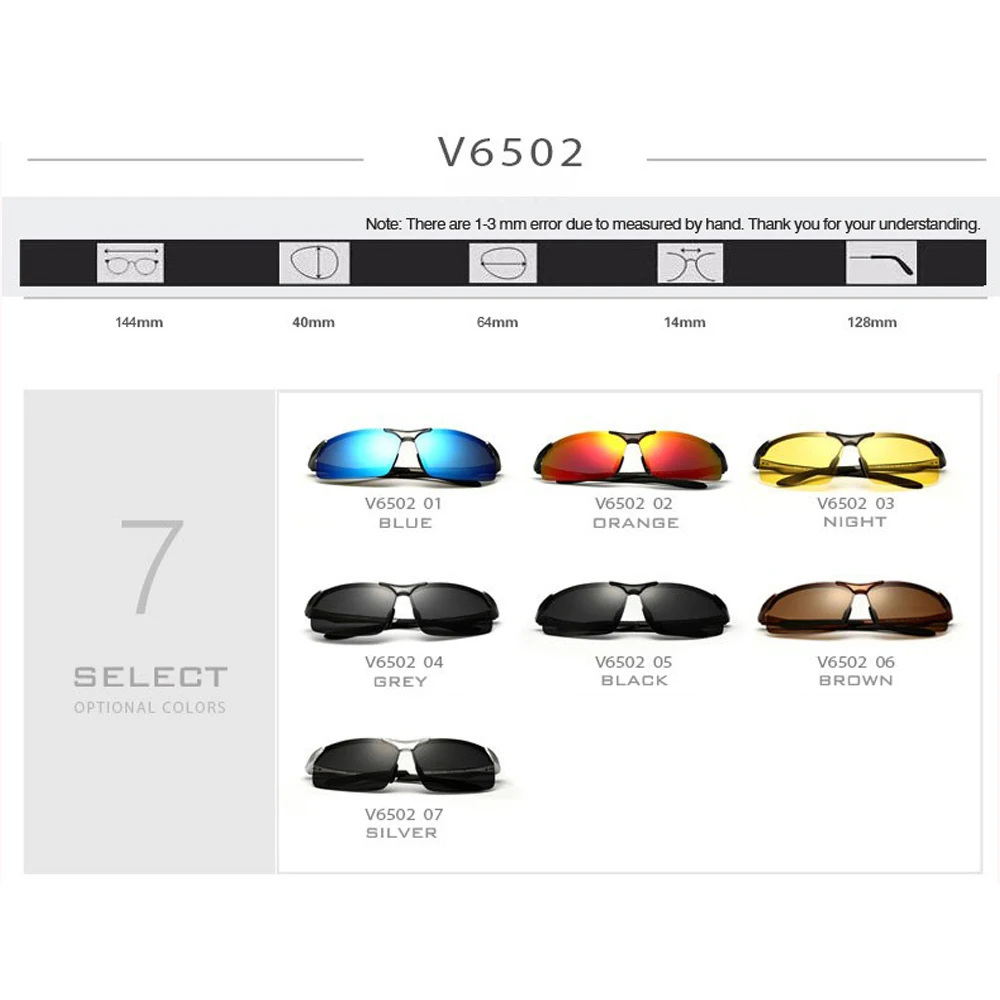 Мужские солнцезащитные очки VEITHDIA из алюминиево-магниевого сплава с