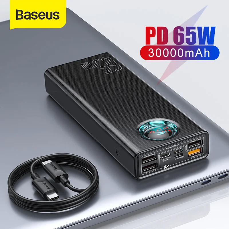 Baseus 65 Вт Power Bank 30000 мАч PD Быстрая зарядка портативное Внешнее быстрое зарядное