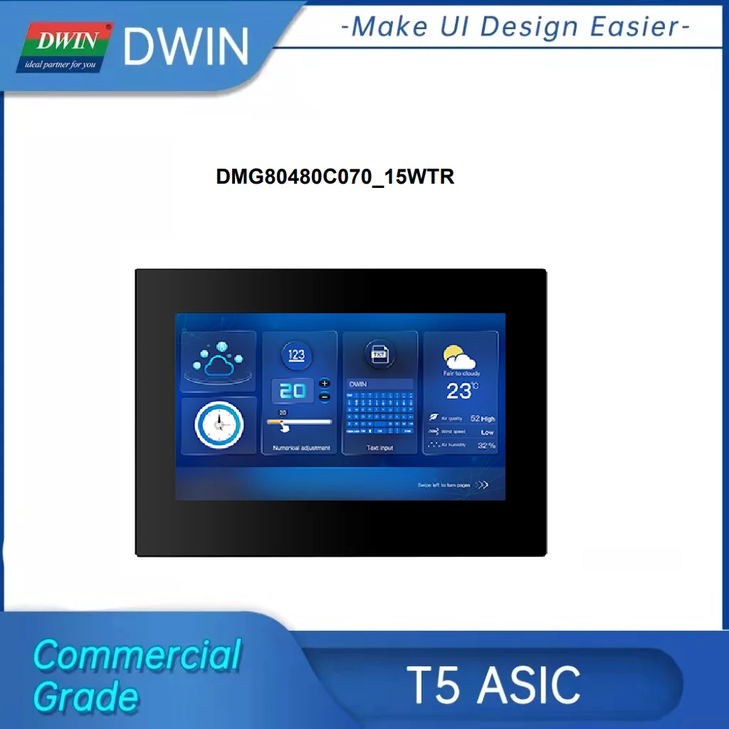 DWIN 7 дюймов 800*480 разрешение 262K цвета HMI UART порт TV-TN-TFT-LCD резистивный сенсорный экран