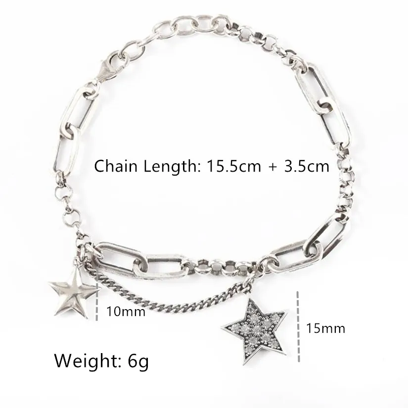 

Glittering Zircon Star Charm Bracelets & Bangles For Women Girls Trend Creative 925 Sterling Silver Chain Jewelry Gifts SAB83