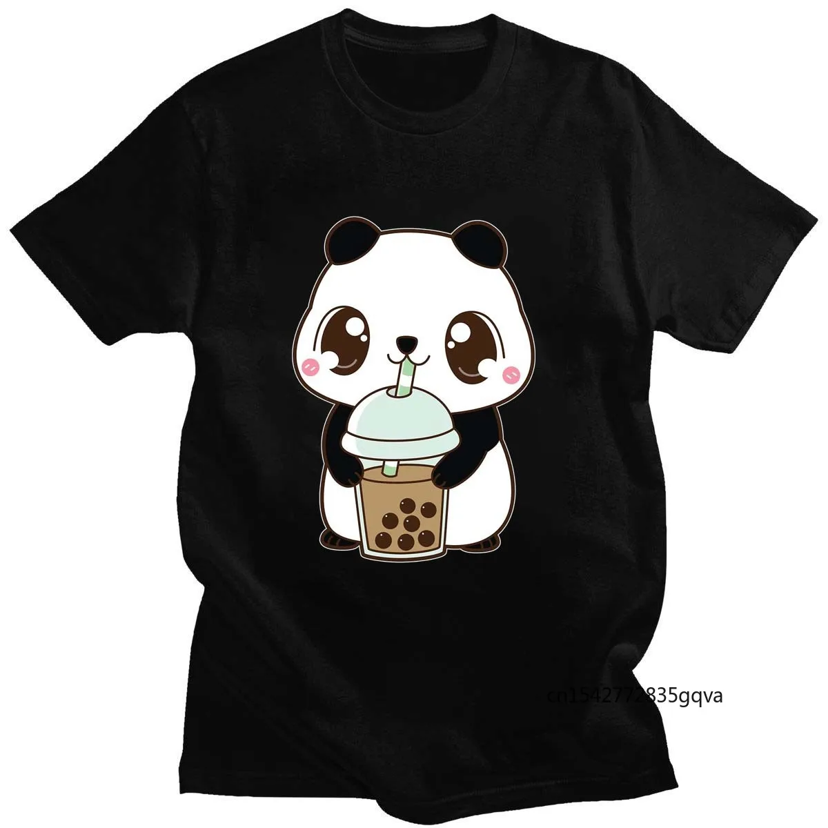 

Cute Panda Milk Tea Printed Harajuku T-Shirt Unisex Fashion Casual Round Neck Top Large Size Fun Short Sleeve