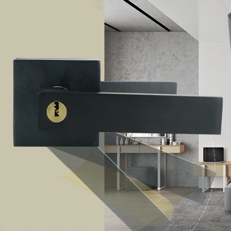 Door Handle Lock Square Channel Privacy Mask Interior Bedroom Room Bathroom Three-Bar Spherical Promotion | Строительство и