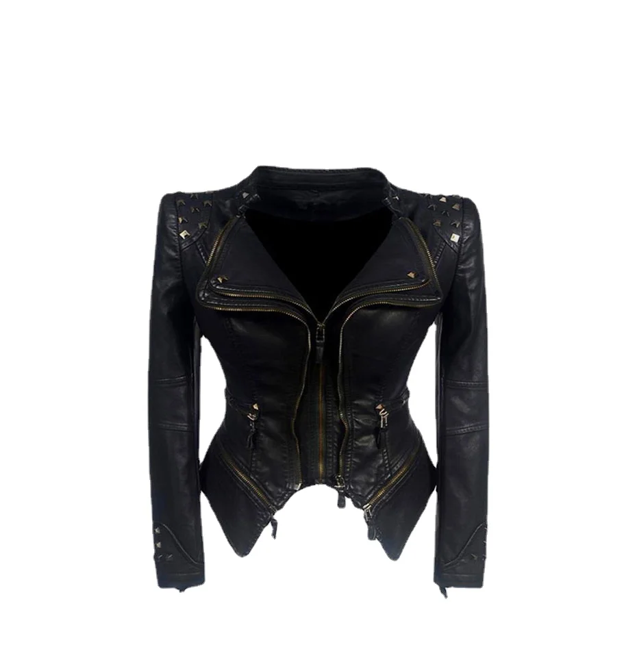 

Jacket Women Faux Leather PU Jacket Winter Autumn Black Motorcycle Jacket Outerwear Gothic Faux Leather Coat Chaqueta
