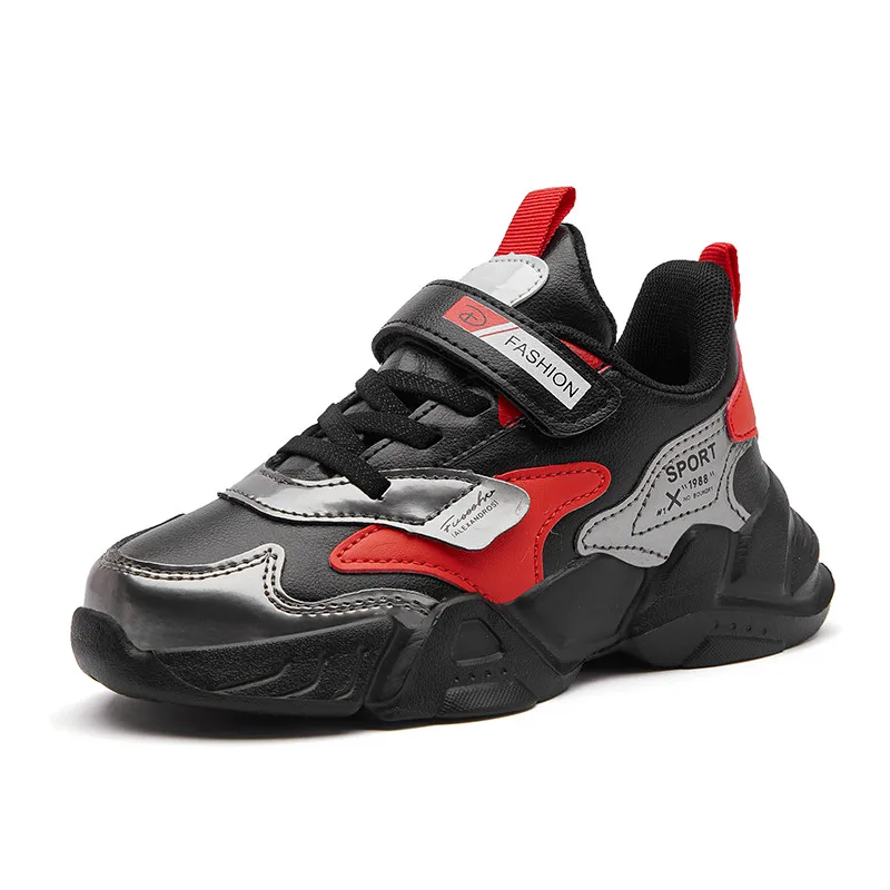 

2021 Spring New Lightweight Pu Leather Sports Shoes Boys Girls Casual New Korean Mixed Colors Children's Running Walking Shoes