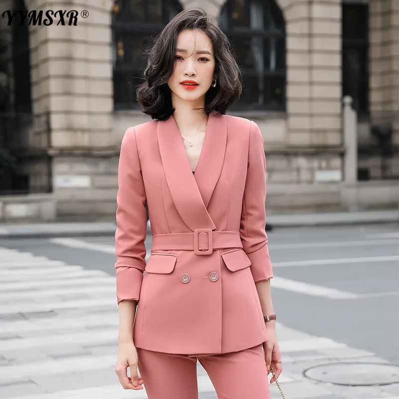 

Элитный женский брючный костюм из двух предметов, элегантный облегающий профессиональный офисный пиджак, модные повседневные брюки на осе...