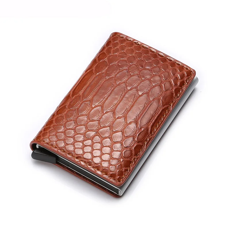 brown DIENQI Rfid держатель для карт, женские и мужские кошельки для монет, тонкие смарт-кошельки, кожаный кошелек, сумка для денег, мужской кошелек, маленькая сумочка для монет - Цвет: brown