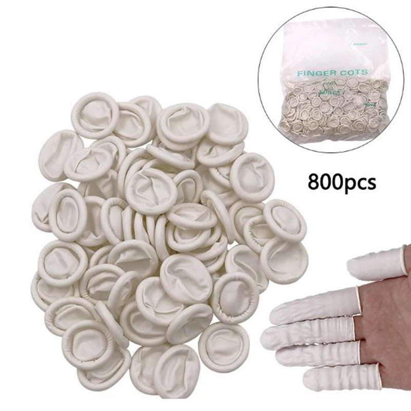 

800pcs Natural Rubber Gloves Finger Cots Latex Fingertip Protective Disposable