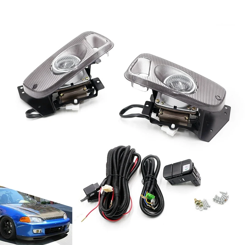 

Fog Light Bumper Lamps with Switch+Harness+Bezel for Honda Civic 2/3Dr 92-95