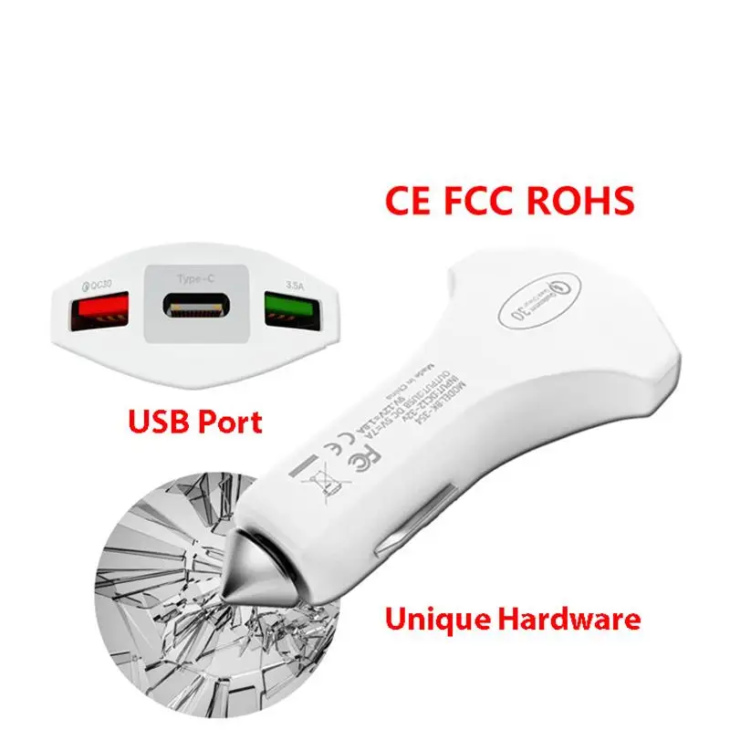 

3 Ports USB C Car Charger QC3.0 Fast Charging Vehicle USB 7A Multifunctional Vehicle Charger for iPhone Xiaomi Samsung Phone