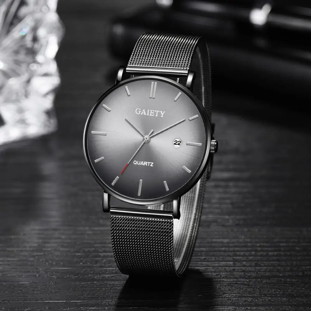 Модные мужские s часы лучший бренд Роскошные Кварцевые повседневные тонкие