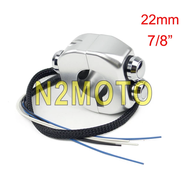 22mm silver chrome 14 цветов " 7/8" Руль M-коробкой многопозиционного переключателя 22/25 мм рукоятка переключатели Управление для Harley Bobber Chopper Cafe Racer - Цвет: 22mm silver chrome