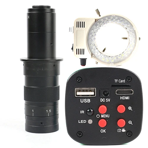 180x lens with Light 1080P 16MP SONY сенсор HDMI USB видео микроскоп камера HD Цифровая пайка Монокуляр микроскопио+ 100X 180X 300X C крепление объектива - Цвет: 180x lens with Light