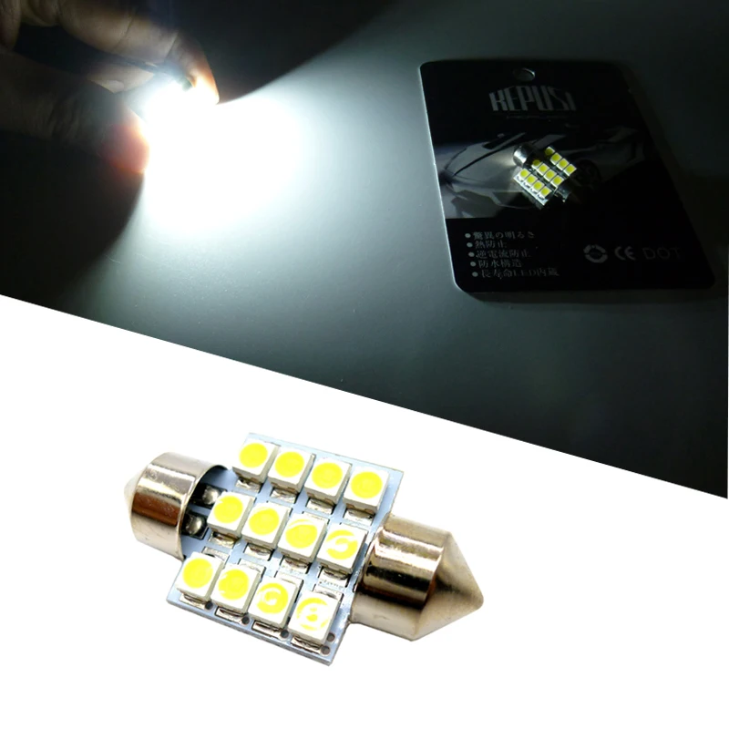 1 шт. 31 мм 12 SMD 3528 купольная гирлянда для салона автомобиля светодиодный