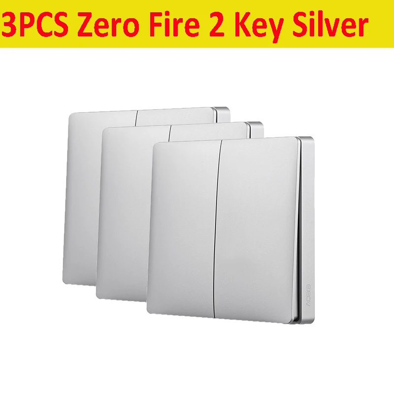 3PCS ZeroFire 2key AQara серебристый/Золотой беспроводной умный настенный выключатель одиночный/ноль огонь свет Swich приложение дистанционное управление Интеллектуальный связь умный переключатель - Цвет: 3PCS ZeroFire 2key
