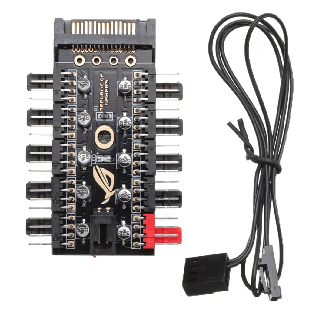 

Motherboard 1 to 10pin Fan 4-Pin PWM Cooler Fan HUB Splitter Accessory 12V Power Supply Socket PC Speed Controller Adapter