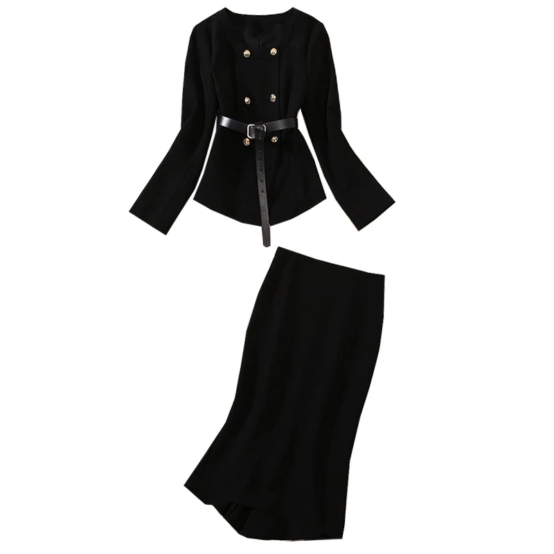 

2021 spring fashion show new high-end professional women's dress suit with black and thin two-piece suit