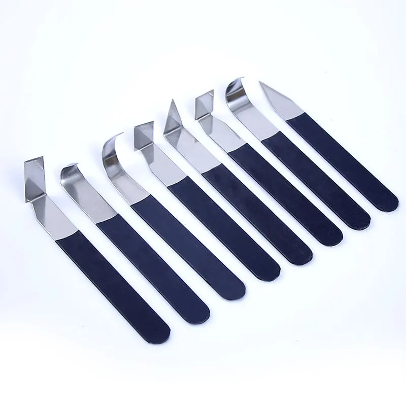 8PCS Stainless Steel Pottery Clay Ceramic Tools Sculpture Clay Carving Kit With Rubber Handle DIY Clay Crafts Fettling Knife