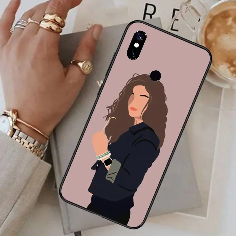 

Female coffee painting fashion girl Phone Case For Xiaomi Redmi note 7 8 9 t max3 s 10 pro lite funda coque shell cover