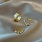 Набор колец в минималистичном стиле для женщин, классическое Открытое кольцо, цвет золото, геометрический дизайн, ювелирное изделие, 2021