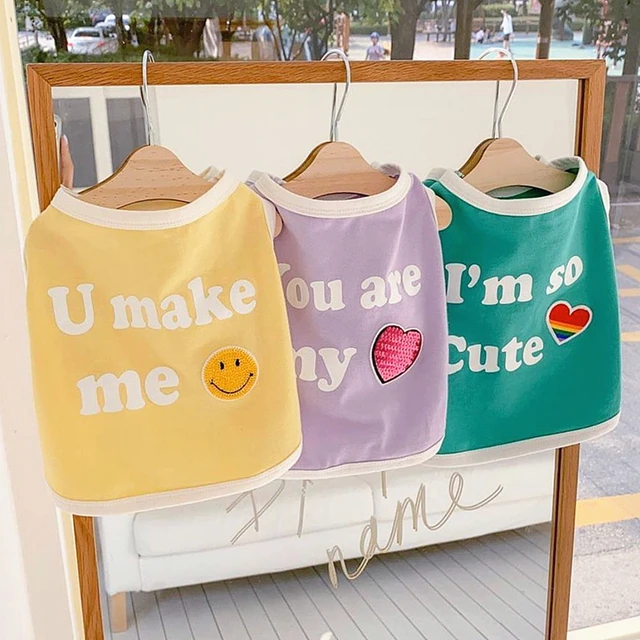 Creative English Embroidered Dog Vest Teddy Summer Pullover Bin Puppy Breathable Home Wear Fashionable Dog Clothes