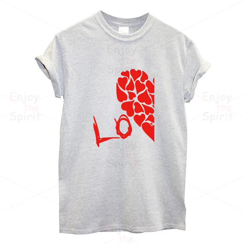 EnjoytheSpirit, новинка, летние забавные парные футболки, наполовину красное сердце, любовь, печать, хлопок, круглый вырез, футболки, крутая, короткий рукав, парная одежда - Цвет: P915MSportsG