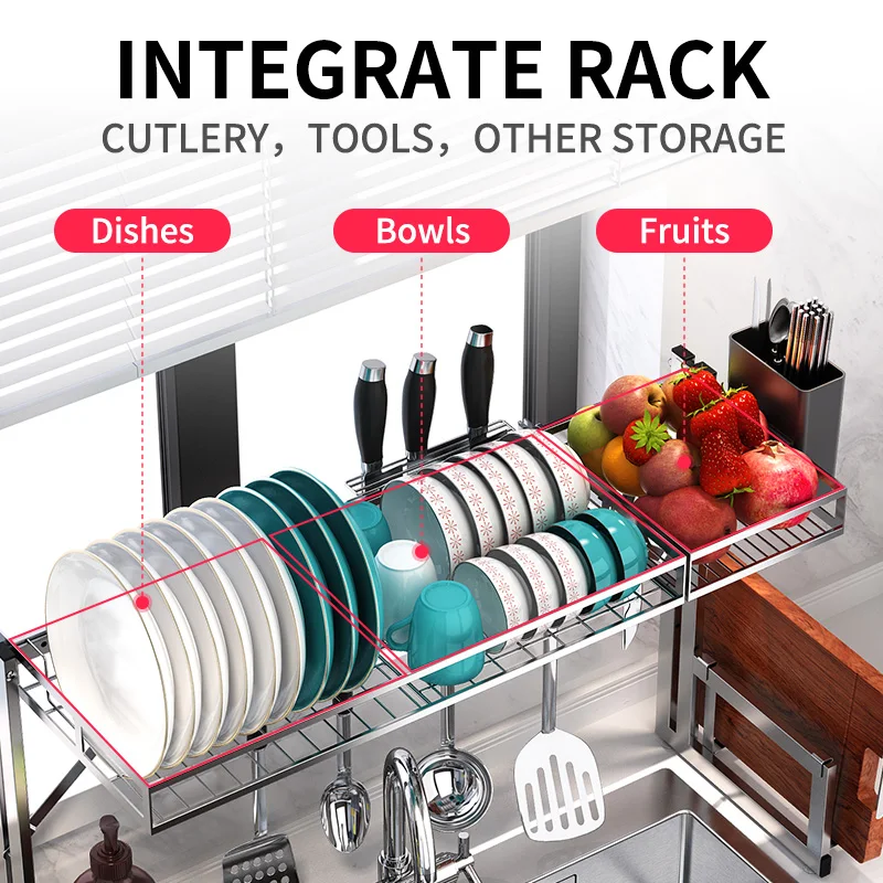 Кухонная полка из нержавеющей стали для сушки посуды бытовой Органайзер