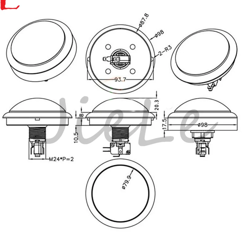 5 цветов 100 мм большой купол выпуклый Тип светодиодный горит кнопки для игровых