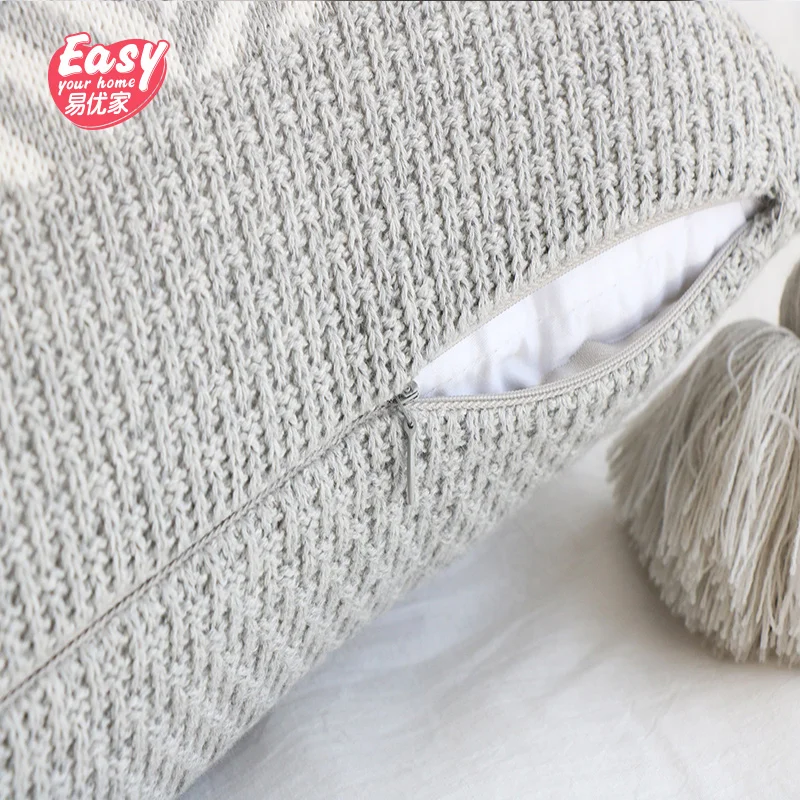 Роскошный геометрический Хлопковый чехол для подушки ручной вязки осенний 45*45