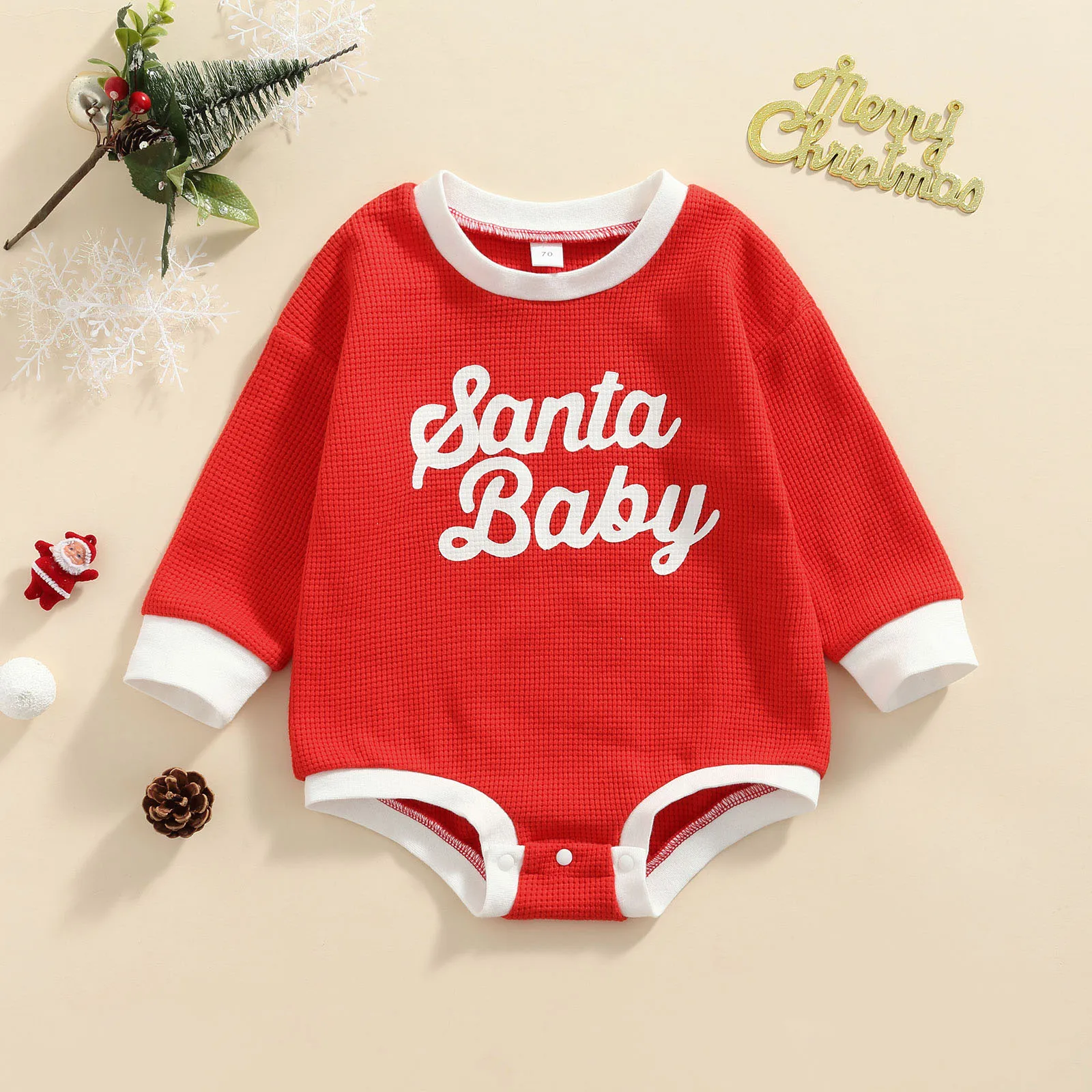 

Baby Christmas Rompers Autumn Newborn Infant Boys Girls Letter Print Plaid Knitted Long Sleeve Pullover Jumpsuits Xmas Clothes