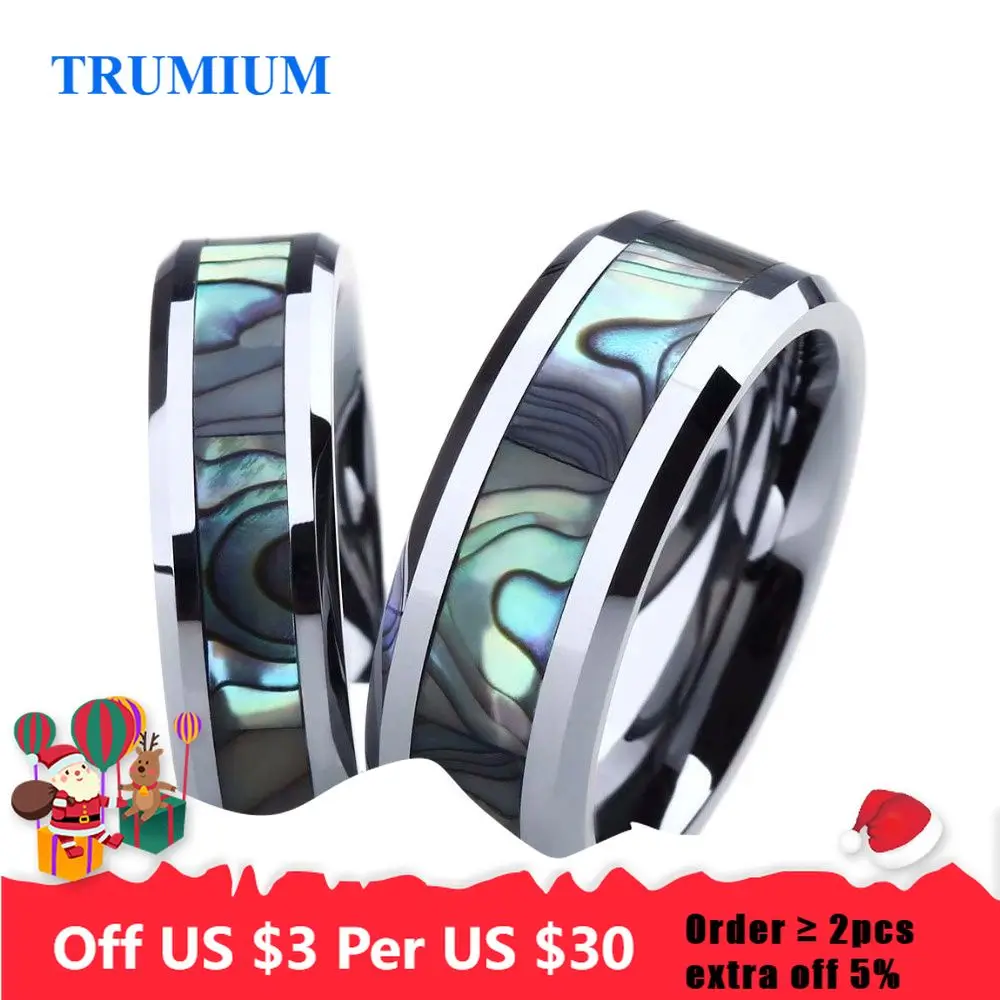 

Набор колец из 2 шт. 6 мм и 8 мм для пар, кольцо из вольфрама, роскошное обручальное кольцо с морскими ушками, кольцо для помолвки влюбленных, юв...