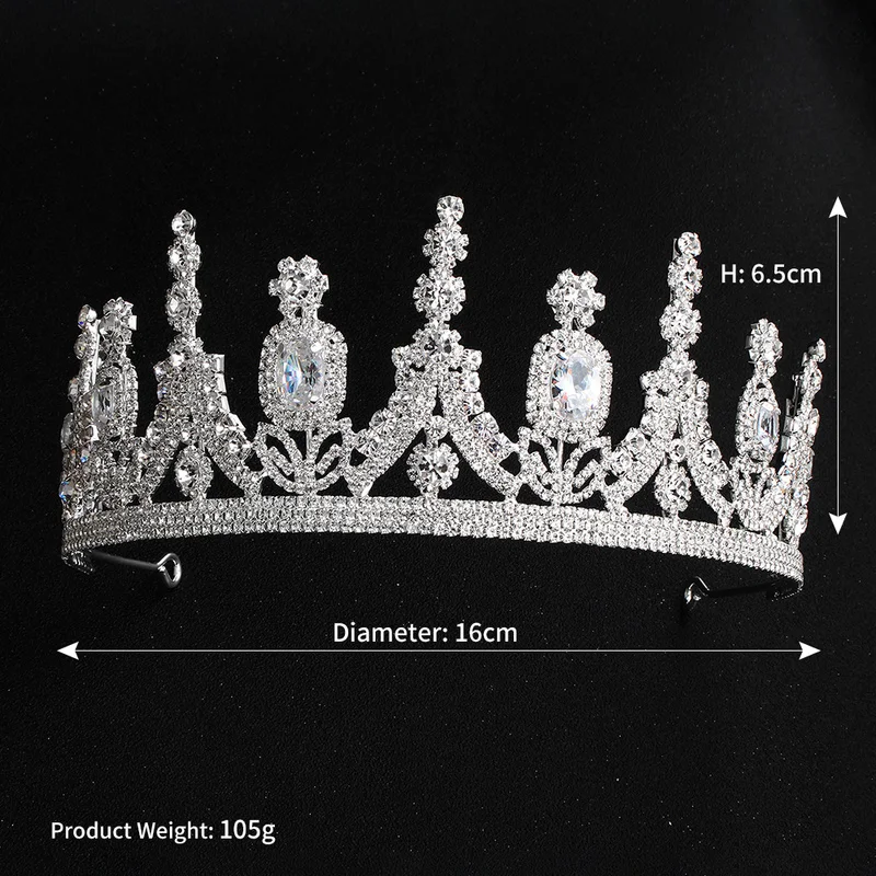 

FUN-BEAUTY Bride Inlaid Zircon Crowns Princess Crystal Crowns Wedding Dress Headdresses Cosplay Stage Drama Popular Accessories