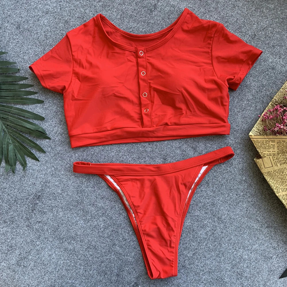 Сексуальный купальник с высокой талией бразильские бикини Женский однотонный на