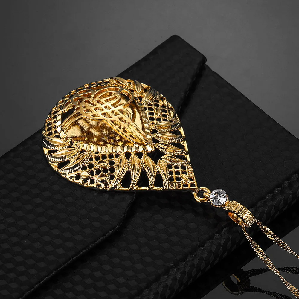 Подарок Рамадан цепочка ожерелье арабский женский белый кристалл золотой цвет