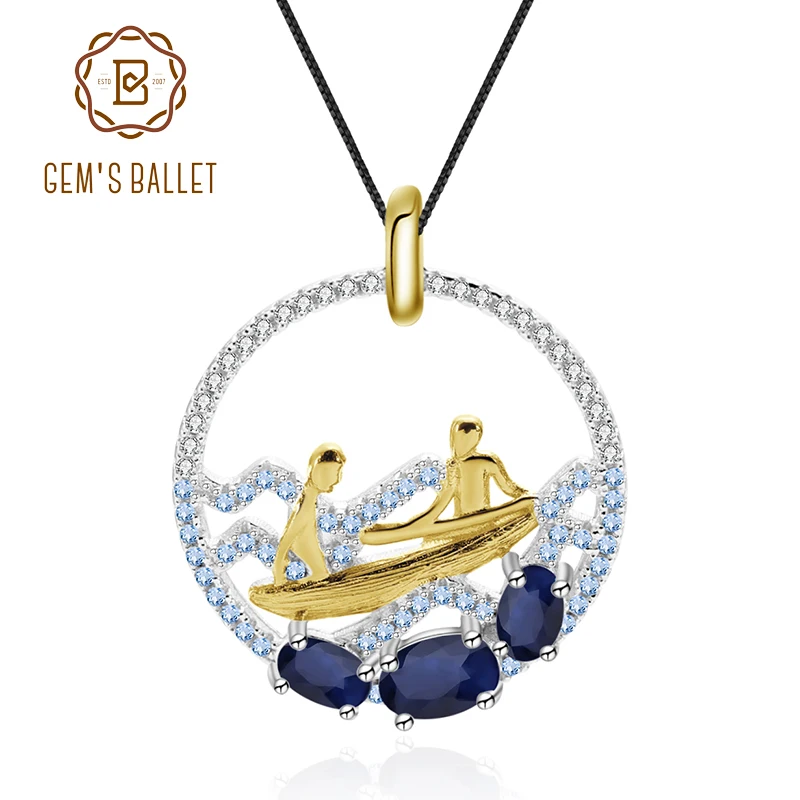Женский кулон из стерлингового серебра 925 пробы GEM'S BALLET 1.15Ct с натуральным