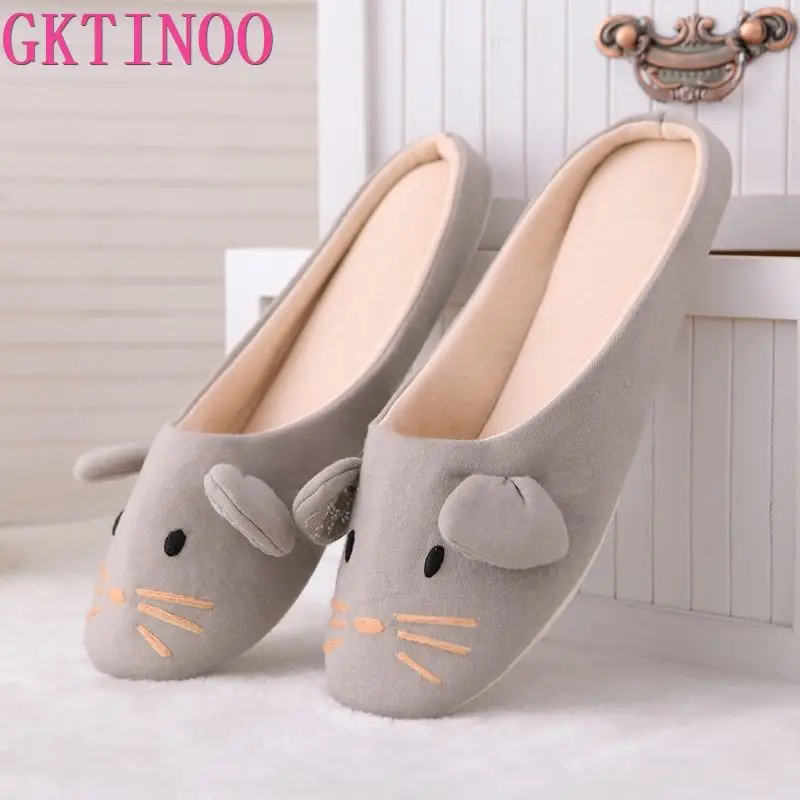 GKTINOO/Хлопковые домашние женские тапочки с милыми животными Зимняя домашняя обувь