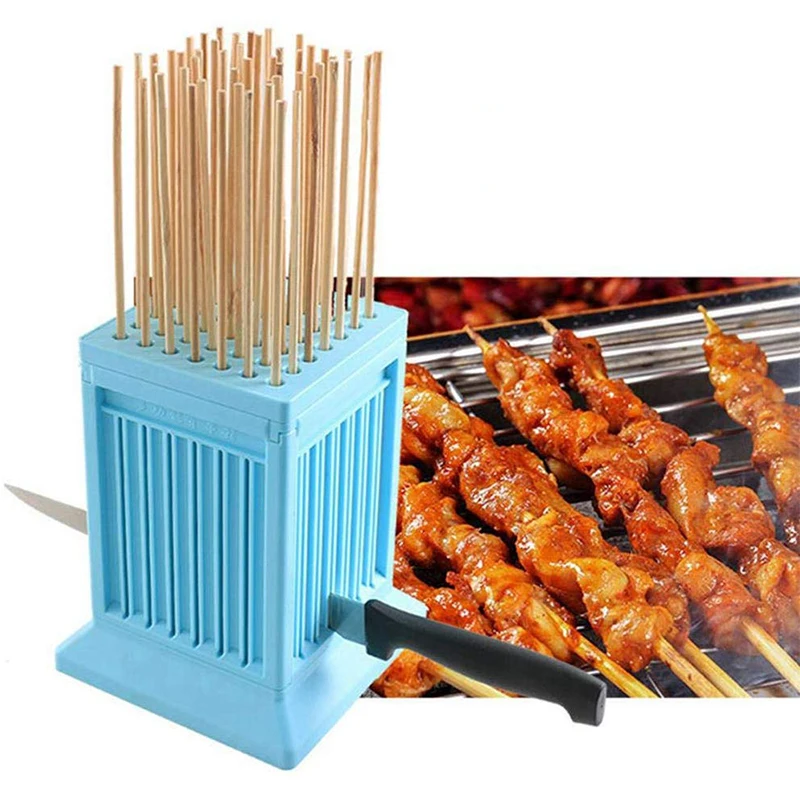 

Wear Meat String Machine 49 Holes BBQ meat skewer tools tofu Skewer Kebab Maker Box Machine Grill Barbecue Kitchen Accessories