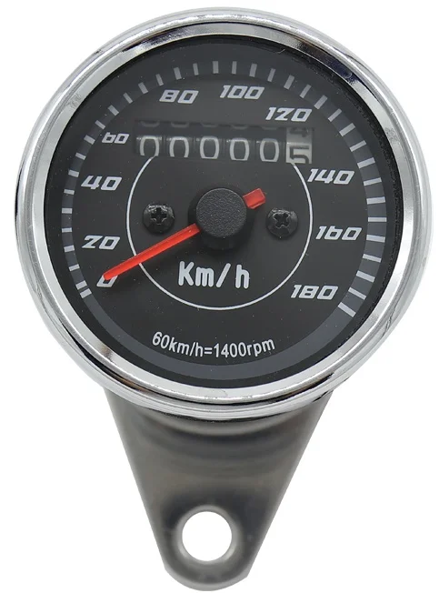 A Speedometer Universal 12V LED Odometer Motorcycle 0~180Km/h Speedmeter Tachometer Metal Plating Cafe Racer For Harley BOBBER CHOPPE - Цвет: A Speedometer