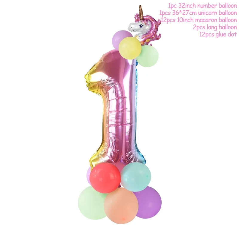 

13Pcs/set Birthday Balloons Rainbow Number Foil Balloons Kids 1st Birthday Party Decorations Balloons Happy Birthday Balloon