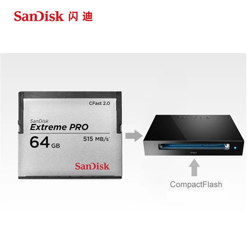 SanDisk Extreme Pro CFast2.0 CF карта 128 Гб 64 515MBS памяти ГБ Флэш для камеры|Карты памяти| |
