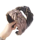 Повязки на голову для женщин и девушек, корейские широкие тканевые аксессуары для волос с узлом и жемчугом, оптовая продажа