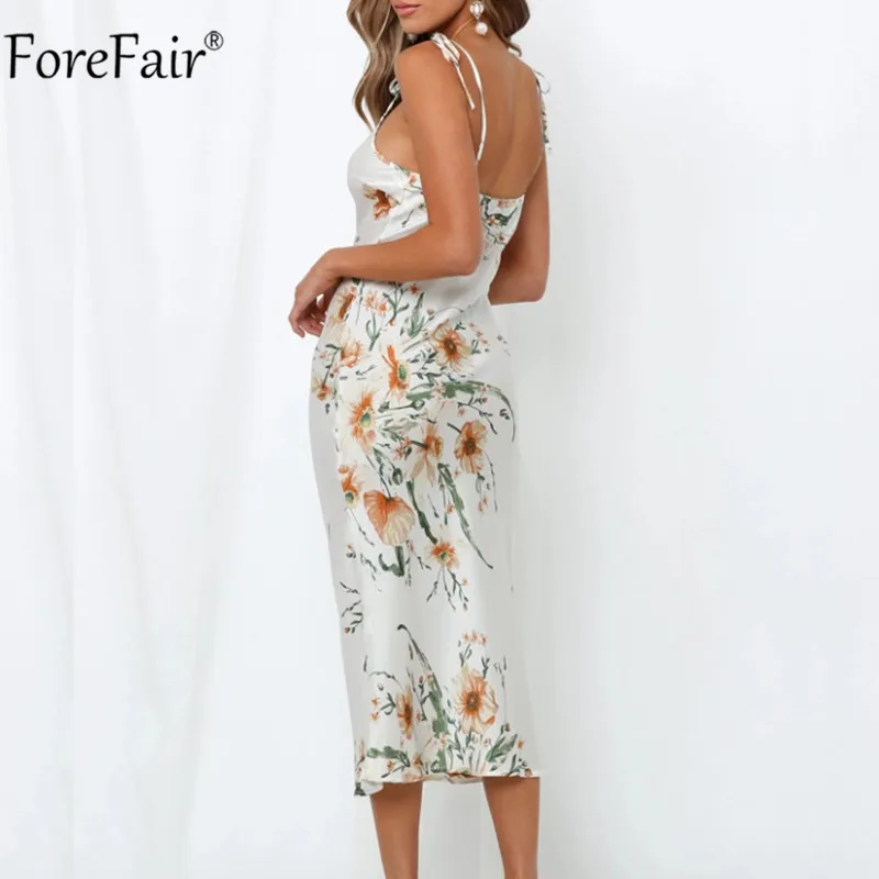Женское атласное пляжное платье без рукавов Forefair летнее Бохо на тонких бретелях
