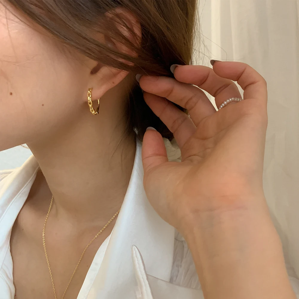 

In 2021 The New Circle Earrings Geometric Retro Earring Contracted Chain Ear ring Women Jewelry Gifts