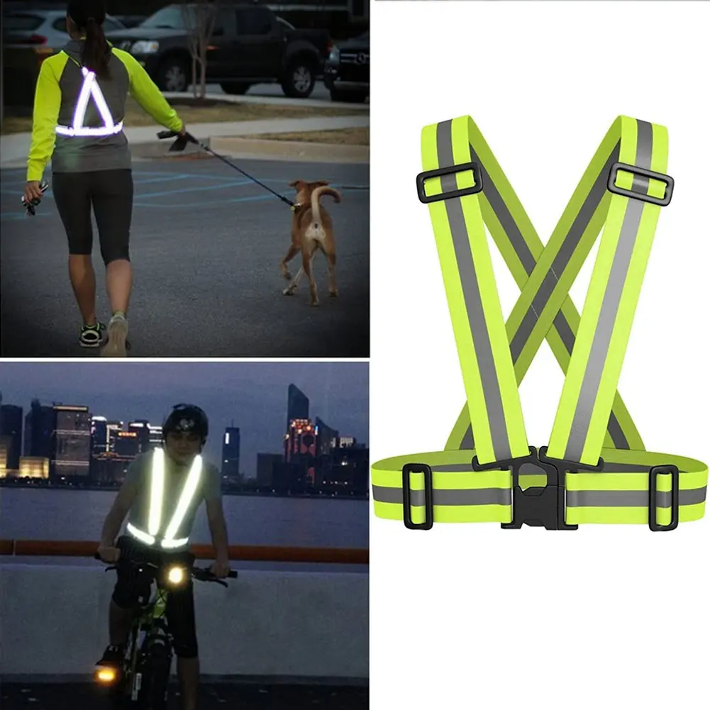 

Reflective Safety Vests Adjustable Warning Vest Signal Safety Bands For Outdoor Jogging Cycling Hiking Riding 2PCS Bike Safe