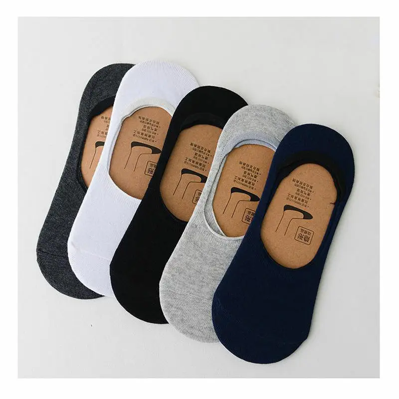 

1/5 Pairs Men Summer Breathable Invisible Boat Socks Cotton Nonslip Socks Loafer Ankle Low Cut Short Sock Male Sox for Shoes